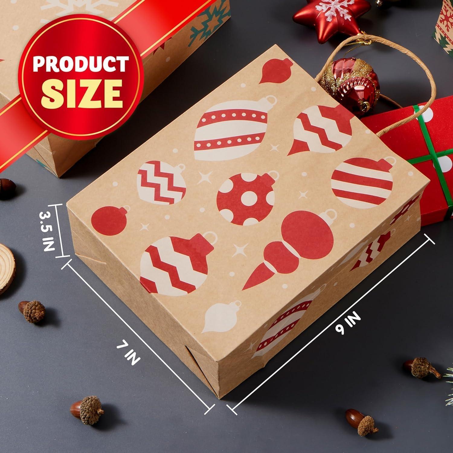 imageJOYIN 18 PCS Christmas Bags Assorted Sizes Kraft Treat Candy Bags Small 55 Medium 9 Large 13 for Xmas Party Favors Decoration Holiday Present Wrapping Thanksgiving Gift Decordark brown