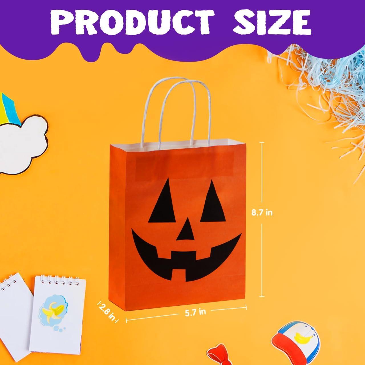 imageJOYIN 24 Pcs Halloween Colorful Paper Gift Bags with Handles for TrickorTreating Halloween Candy Goodie Bags for Party Favors and Supplies24 Count Pack of 1