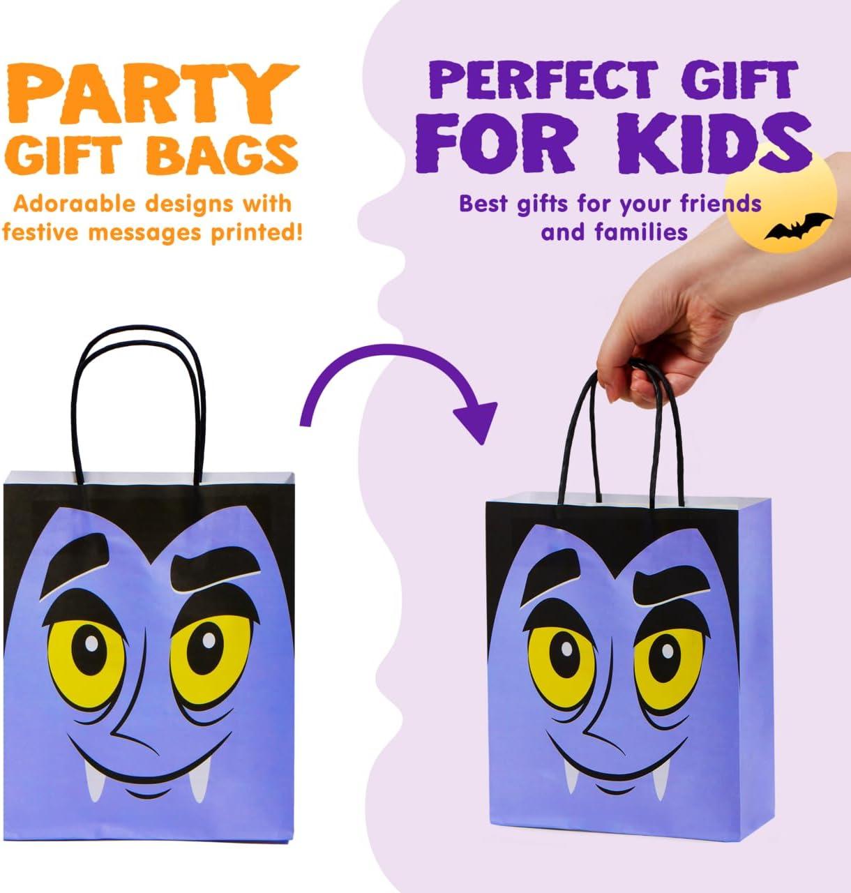 imageJOYIN 24 Pcs Halloween Colorful Paper Gift Bags with Handles for TrickorTreating Halloween Candy Goodie Bags for Party Favors and Supplies24 Count Pack of 1