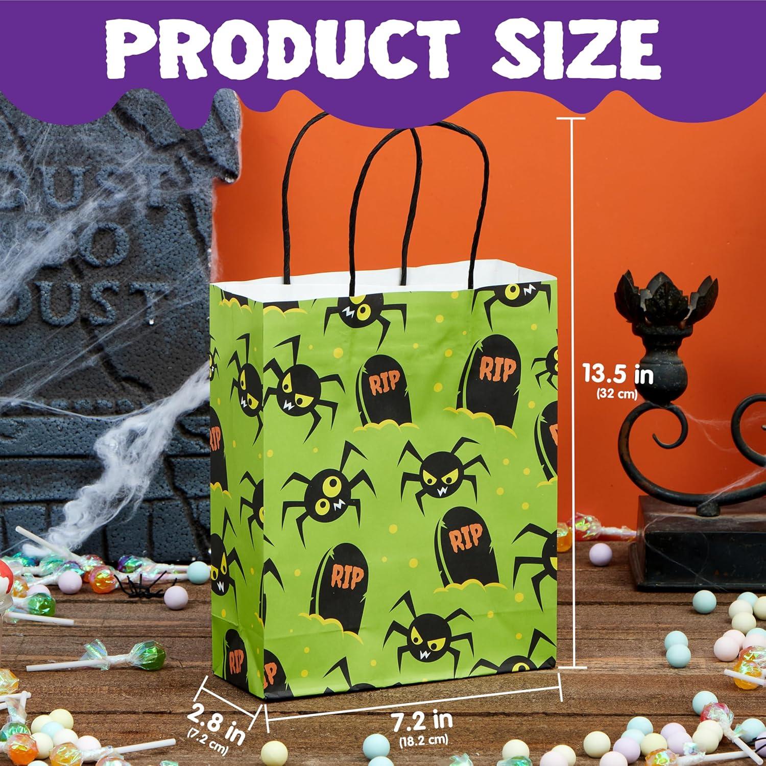 imageJOYIN 24 Pcs Halloween Paper Goodie Bags with Handles in 6 designs for Halloween Trick or Treat Colorful Candy Bags for Party Favor Party Supplies