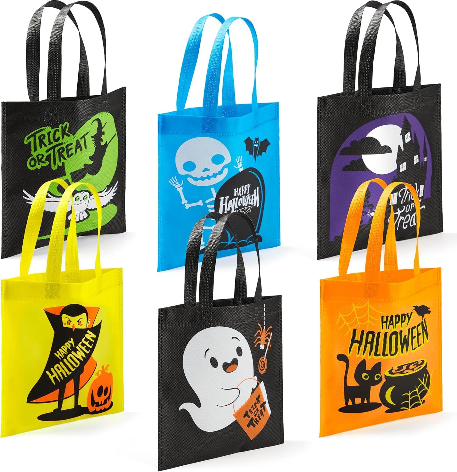 imageJOYIN 32 NonWoven Halloween Tote Gift Bags Colorful for Kids 6 Patterns Design Trick or Treat Bags for Kids Classroom Party Favor Supplies Reusable Goody Candy Bag Halloween Snacks Goodie Bag BulkMulticolor