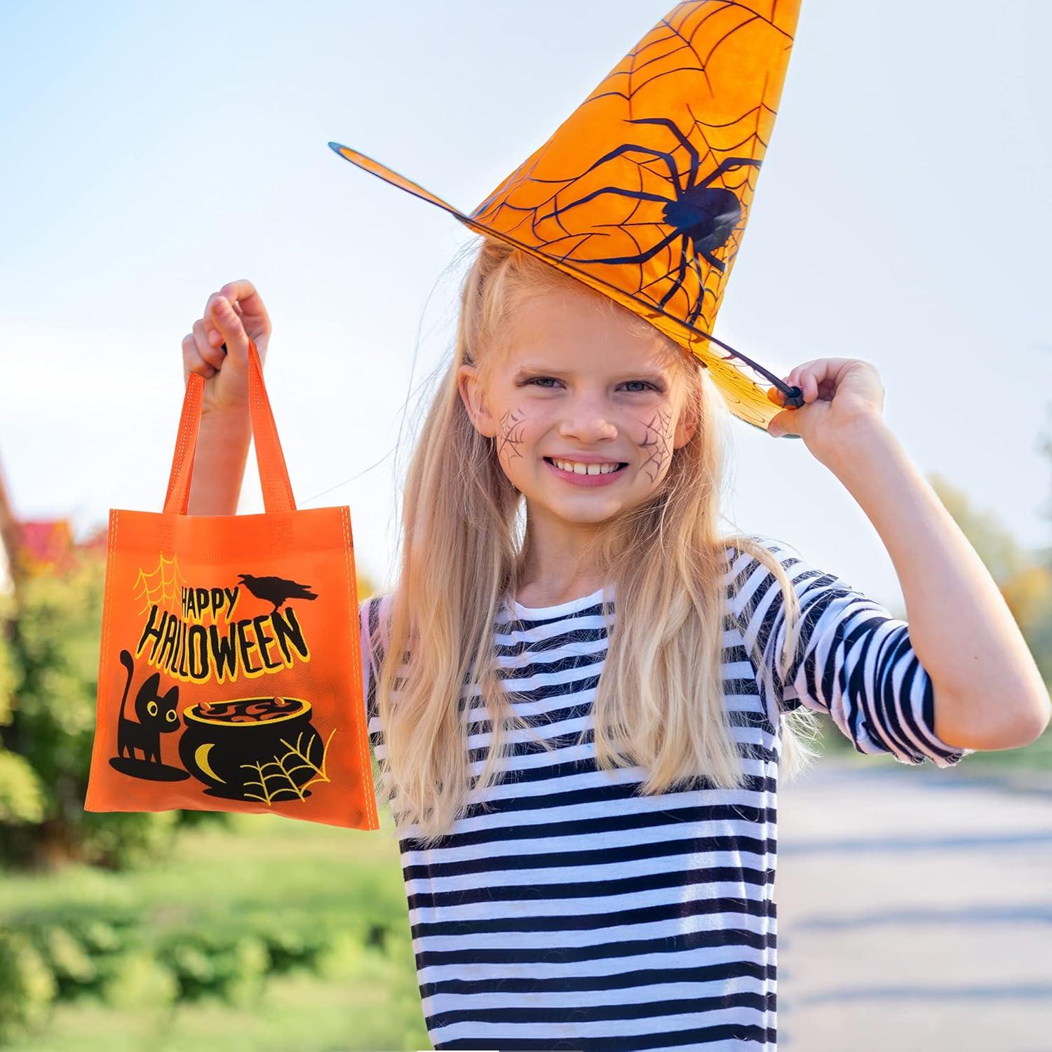 imageJOYIN 32 NonWoven Halloween Tote Gift Bags Colorful for Kids 6 Patterns Design Trick or Treat Bags for Kids Classroom Party Favor Supplies Reusable Goody Candy Bag Halloween Snacks Goodie Bag BulkMulticolor