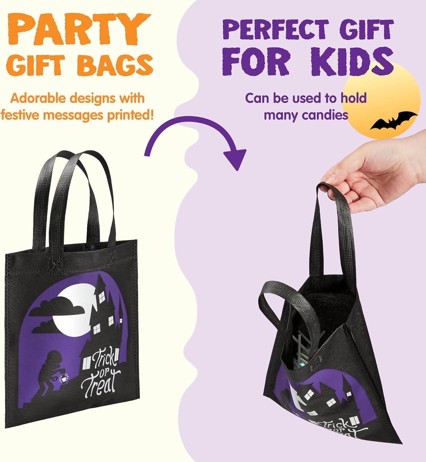 imageJOYIN 32 NonWoven Halloween Tote Gift Bags Colorful for Kids 6 Patterns Design Trick or Treat Bags for Kids Classroom Party Favor Supplies Reusable Goody Candy Bag Halloween Snacks Goodie Bag BulkMulticolor