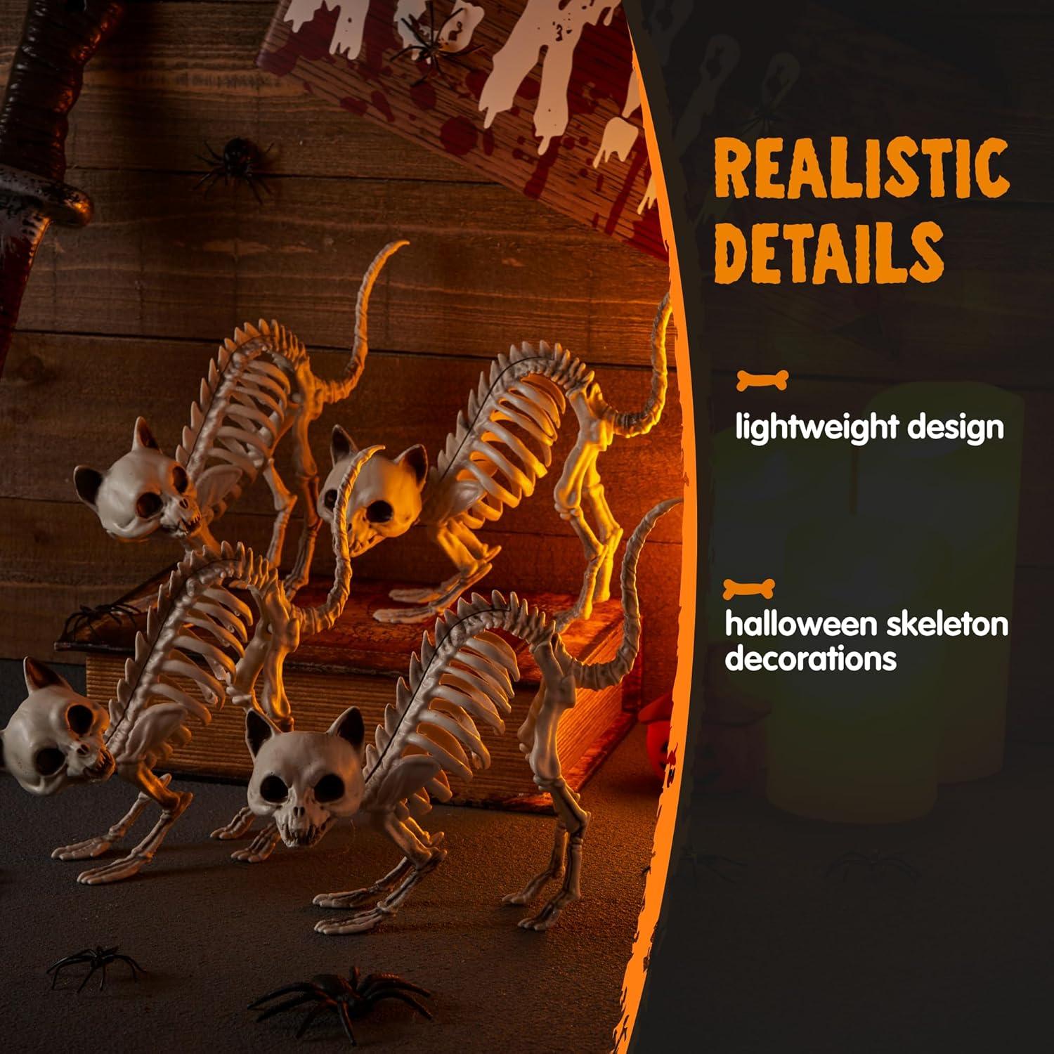 imageJOYIN 4 PCS Skeleton Cats Halloween Decorations Set Animal Courtyard for Photo Props Indoor Outdoor Decorations Trick or Treat Decor Spooky Scene Party Favors 7  79  3 inches