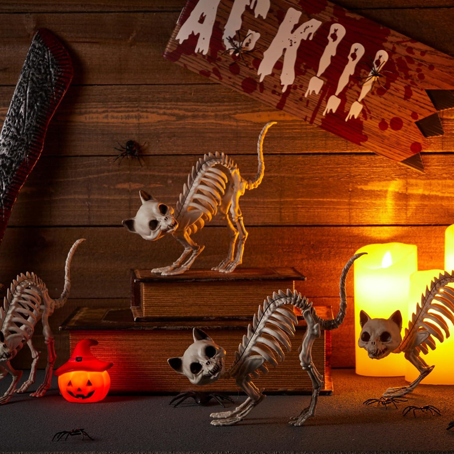 imageJOYIN 4 PCS Skeleton Cats Halloween Decorations Set Animal Courtyard for Photo Props Indoor Outdoor Decorations Trick or Treat Decor Spooky Scene Party Favors 7  79  3 inches