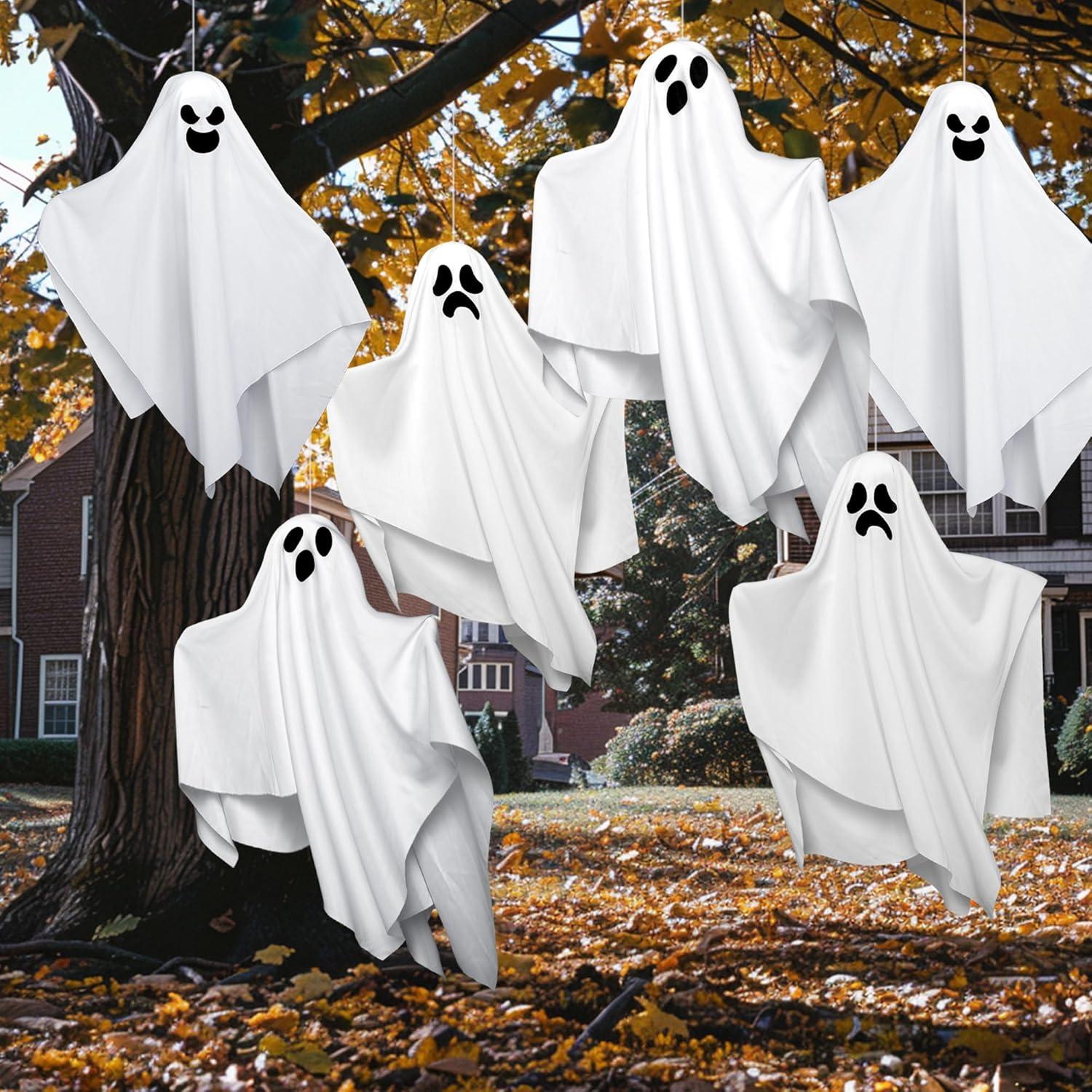 imageJOYIN 6 Pcs Halloween Decorations Outdoor Hanging Ghost 196 White Flying Ghost for Halloween Party Decorations Hanging Decor for Indoor Garden Yard Front Porch Patio Lawn Holiday Props