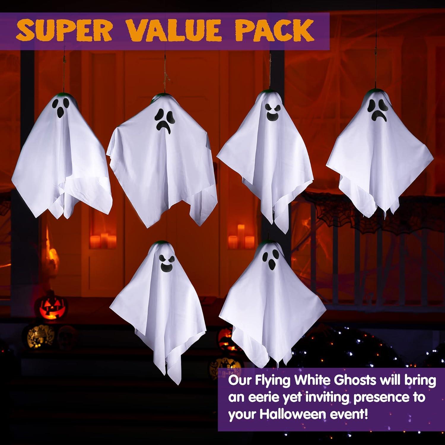 imageJOYIN 6 Pcs Halloween Decorations Outdoor Hanging Ghost 196 White Flying Ghost for Halloween Party Decorations Hanging Decor for Indoor Garden Yard Front Porch Patio Lawn Holiday Props