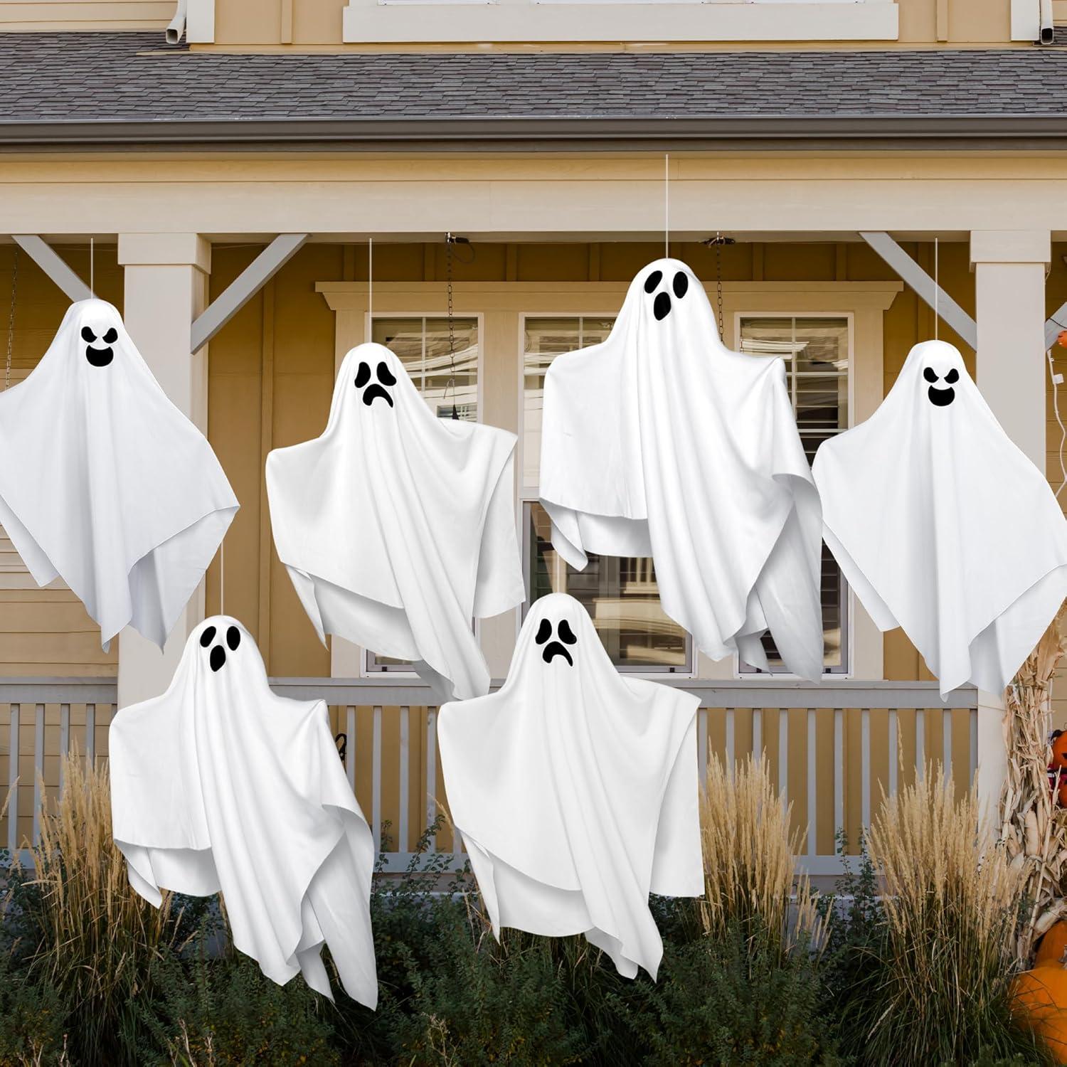 imageJOYIN 6 Pcs Halloween Decorations Outdoor Hanging Ghost 196 White Flying Ghost for Halloween Party Decorations Hanging Decor for Indoor Garden Yard Front Porch Patio Lawn Holiday Props