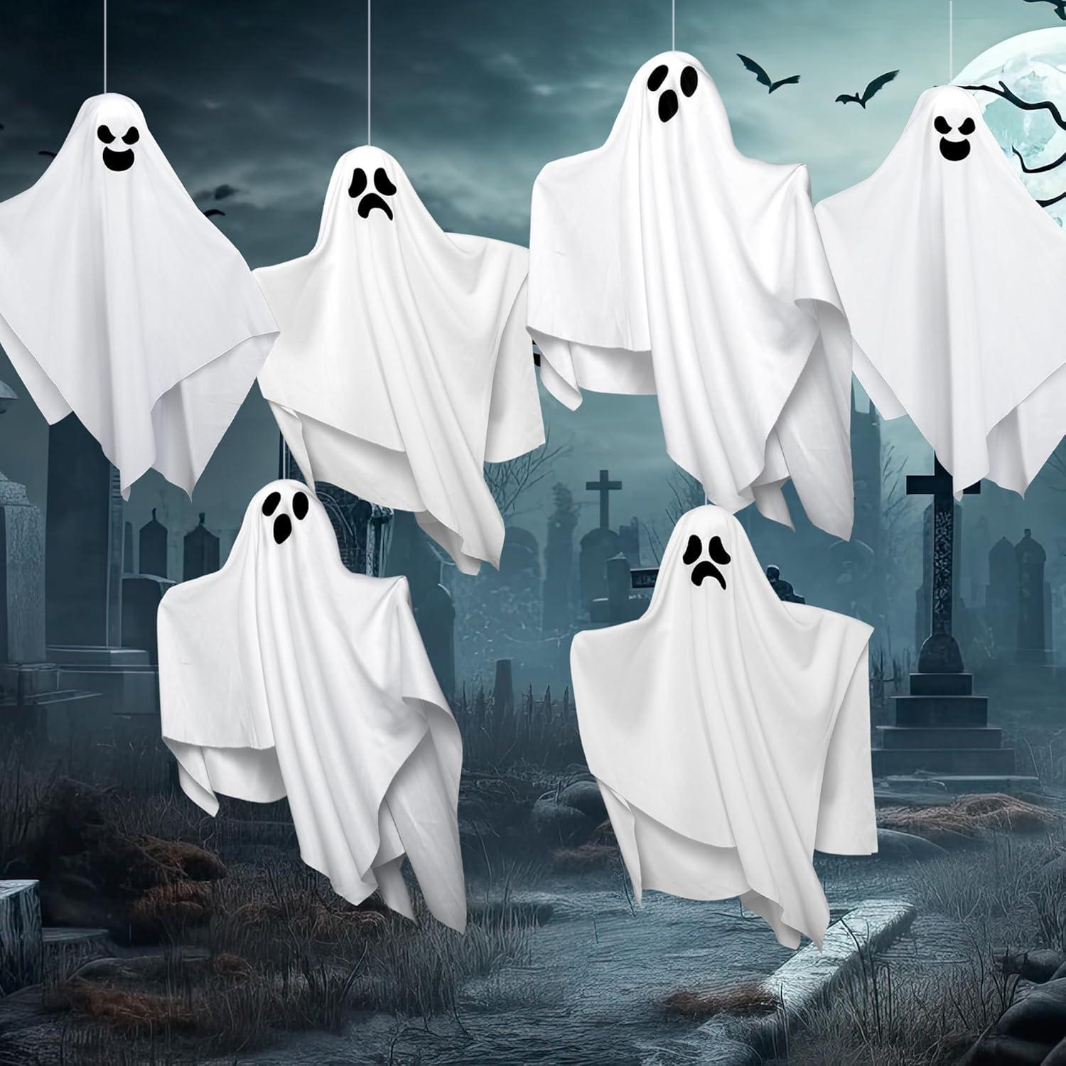 imageJOYIN 6 Pcs Halloween Decorations Outdoor Hanging Ghost 196 White Flying Ghost for Halloween Party Decorations Hanging Decor for Indoor Garden Yard Front Porch Patio Lawn Holiday Props