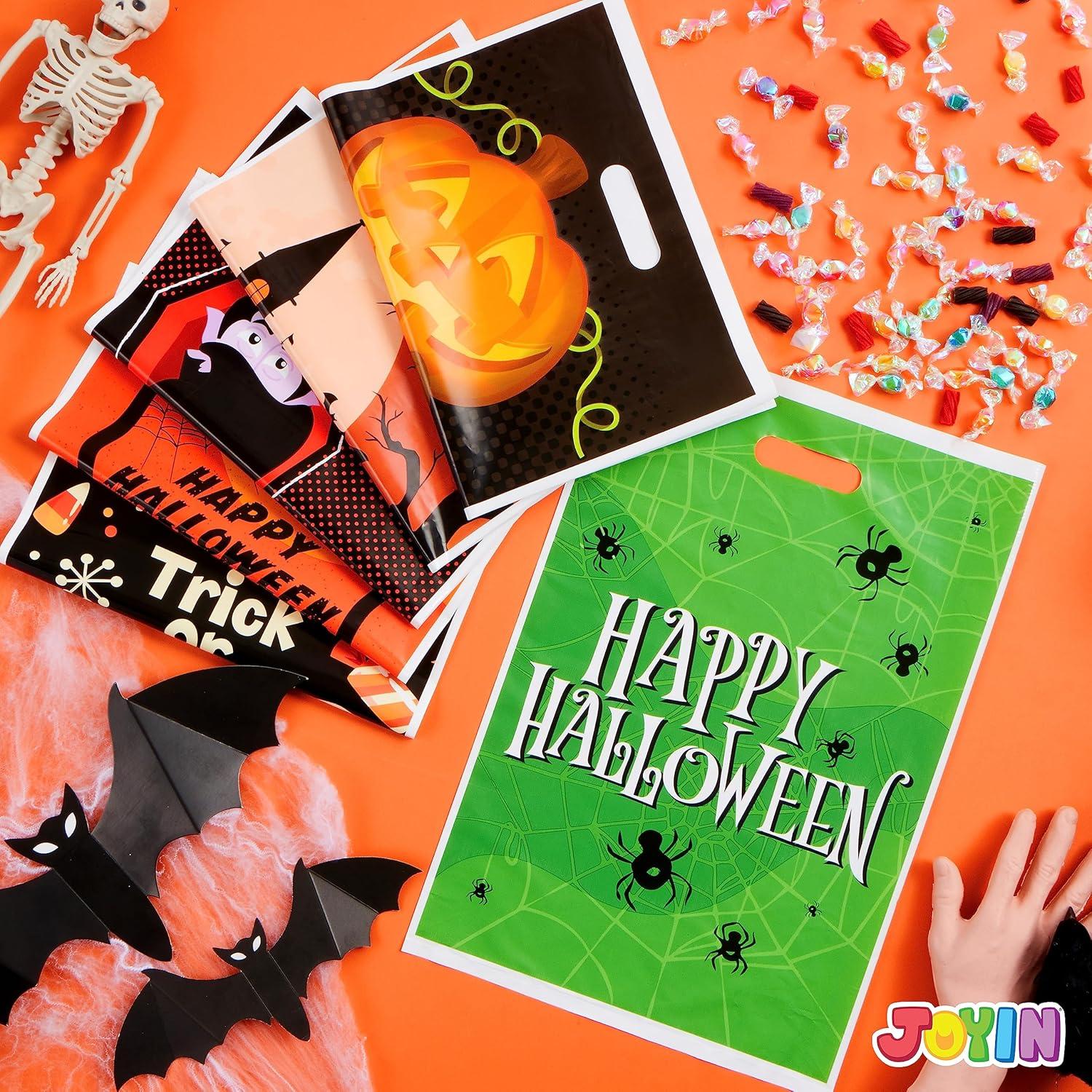 imageJOYIN 72 Pcs Halloween Candy Bag for Trick or Treating Plastic Goodie Bags Assorted for Halloween TrickorTreat Snacks Party Favors Event Party Favor Supplies Classroom Prizes