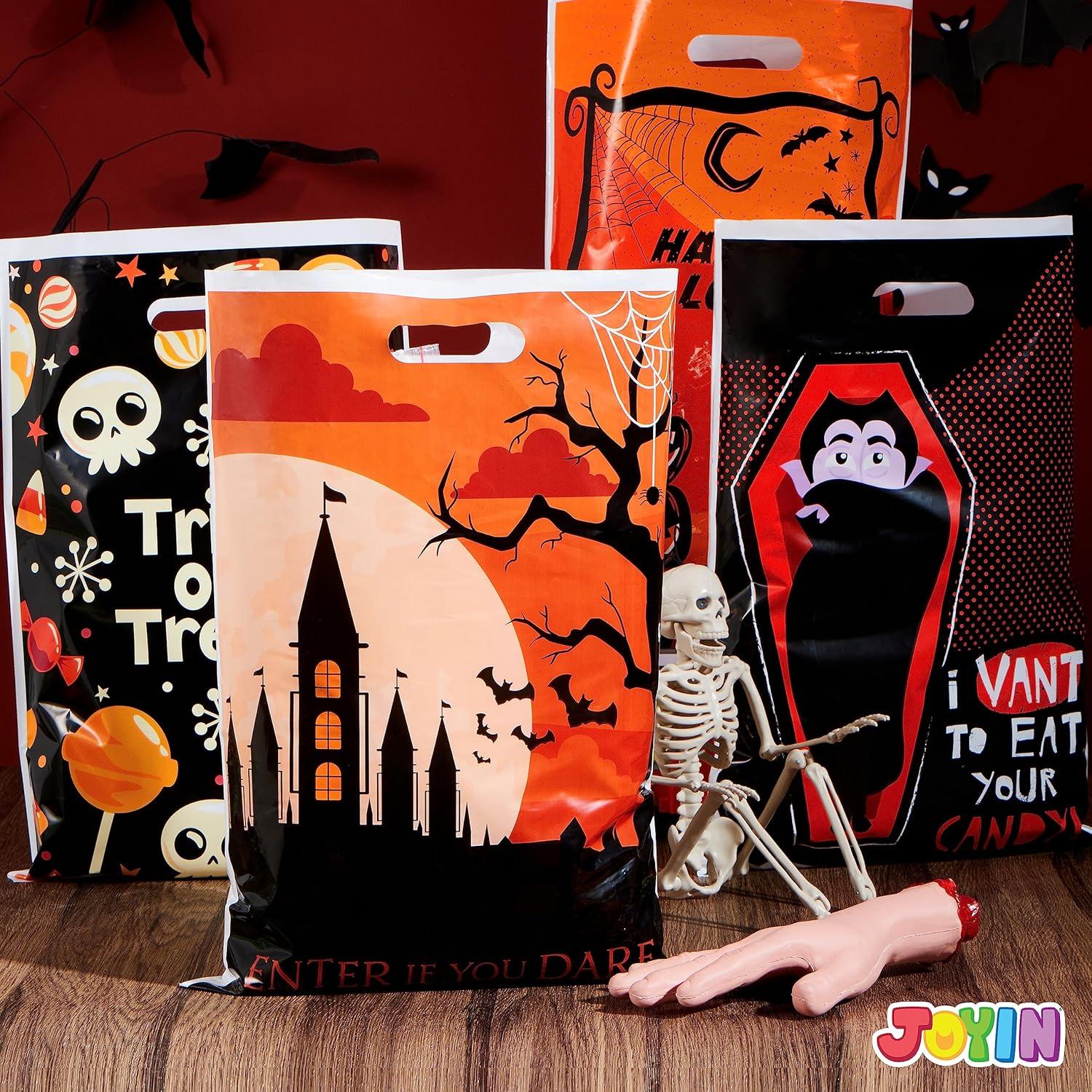imageJOYIN 72 Pcs Halloween Candy Bag for Trick or Treating Plastic Goodie Bags Assorted for Halloween TrickorTreat Snacks Party Favors Event Party Favor Supplies Classroom Prizes
