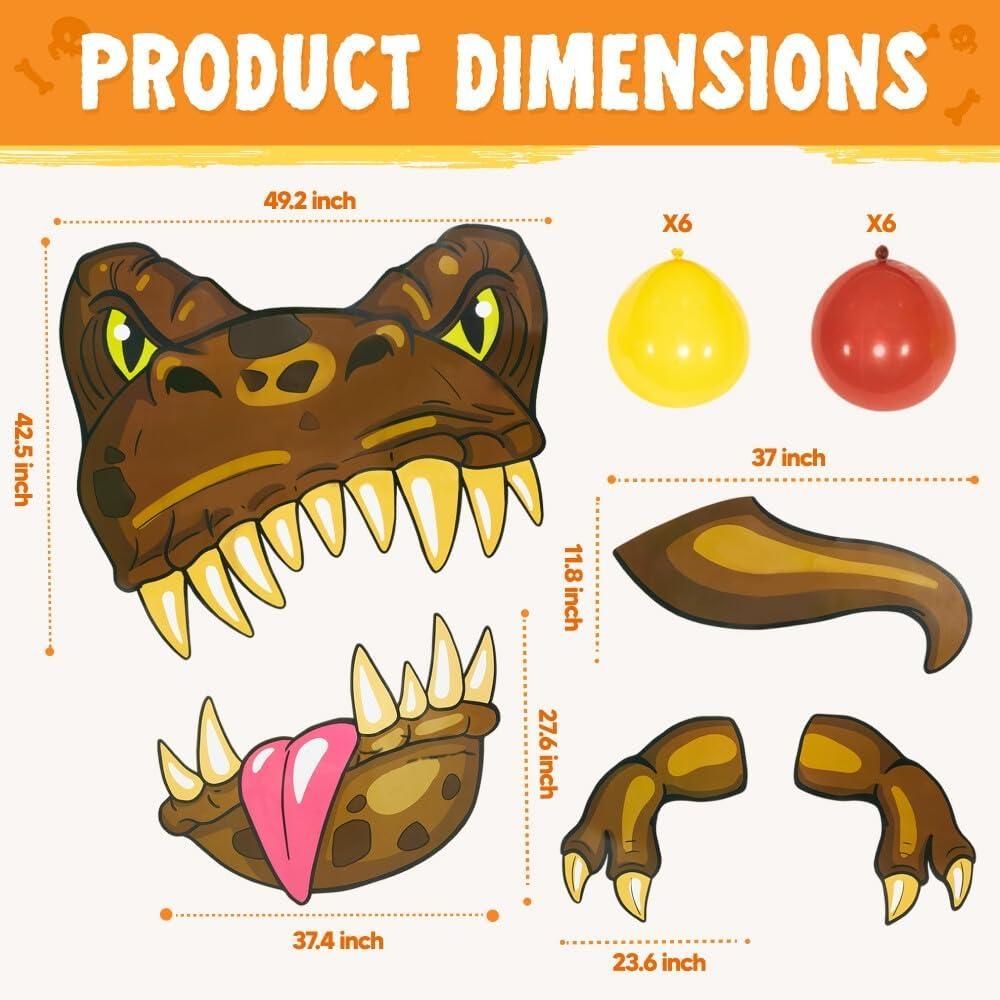 imageJOYIN Halloween Dinosaur Trunk Or Treat Car Decorations Kit for SUV Outdoor Indoor Decor Balloons Trex for Haunted House Door Archway Entryway with Tassels Paper Board Dot Glue