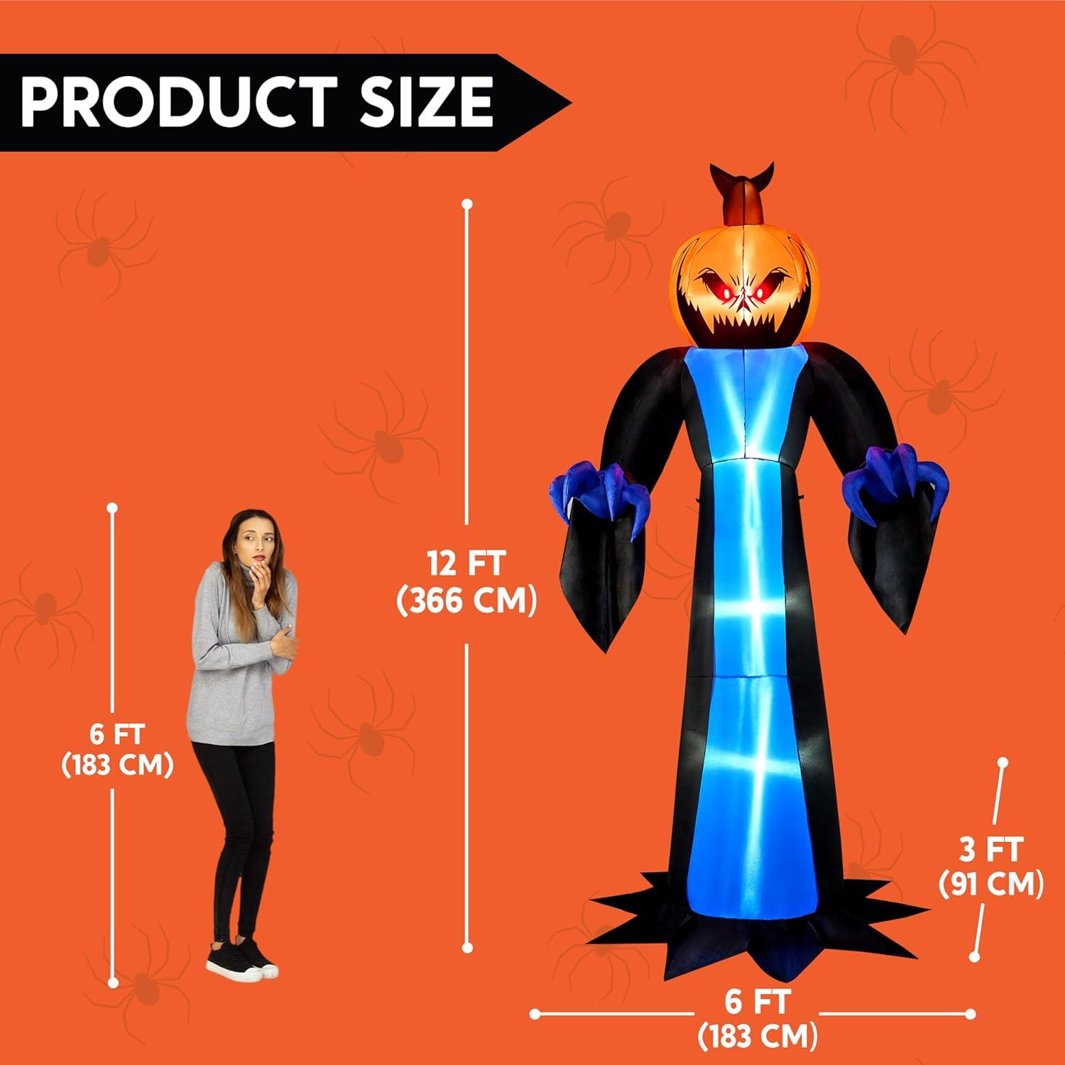 imageJoiedomi 12 FT Tall Halloween Inflatables Outdoor Decor Inflatable Halloween Decor Outdoor Scary Decorations Blow Up Pumpkin for Outside with LEDs for Yard Decorations