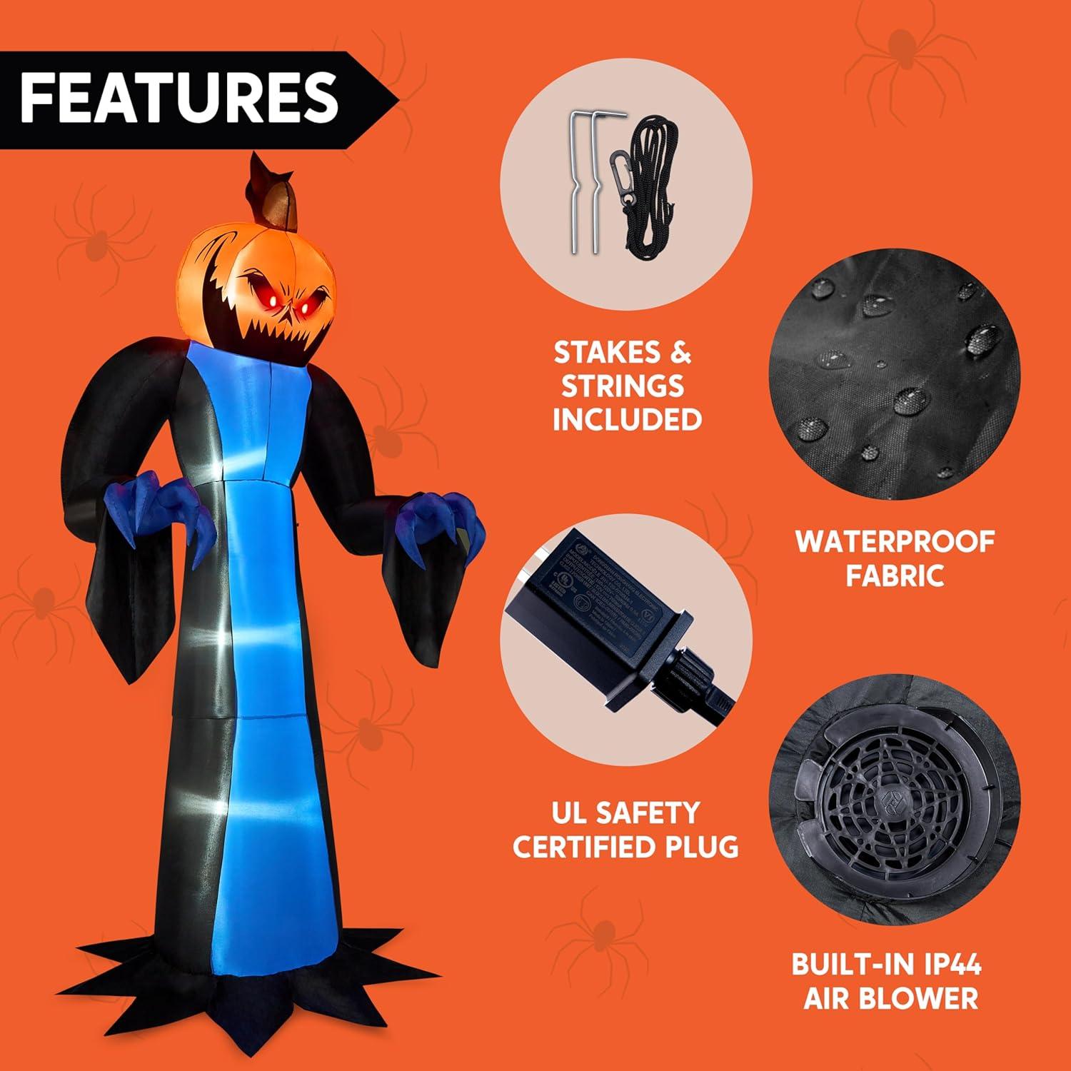 imageJoiedomi 12 FT Tall Halloween Inflatables Outdoor Decor Inflatable Halloween Decor Outdoor Scary Decorations Blow Up Pumpkin for Outside with LEDs for Yard Decorations