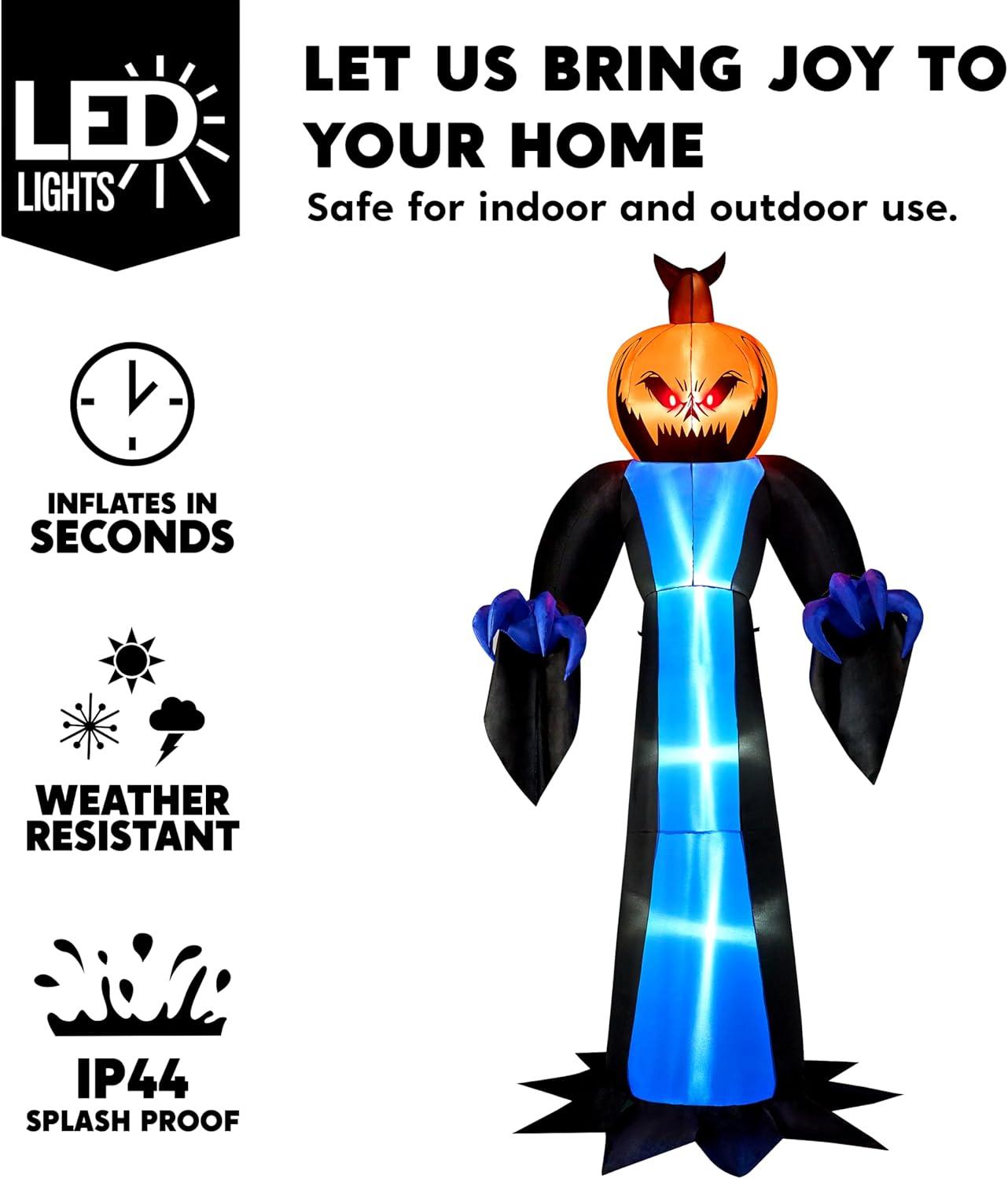 imageJoiedomi 12 FT Tall Halloween Inflatables Outdoor Decor Inflatable Halloween Decor Outdoor Scary Decorations Blow Up Pumpkin for Outside with LEDs for Yard Decorations