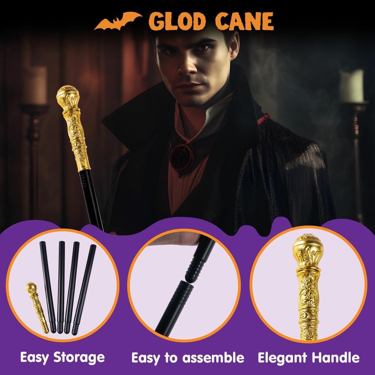 imageSpooktacular Creations Walking Cane Costume Vintage Staff Prop Stick Accessories for Dress Canes Party Pretend Play Costume for Adults and KidsGold