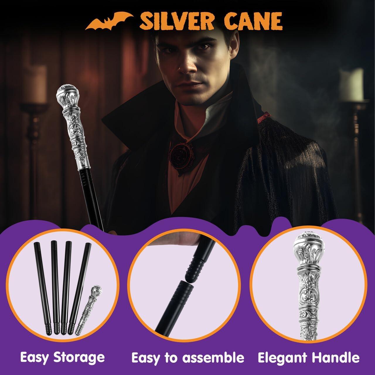 imageSpooktacular Creations Walking Cane Costume Vintage Staff Prop Stick Accessories for Dress Canes Party Pretend Play Costume for Adults and KidsSilver