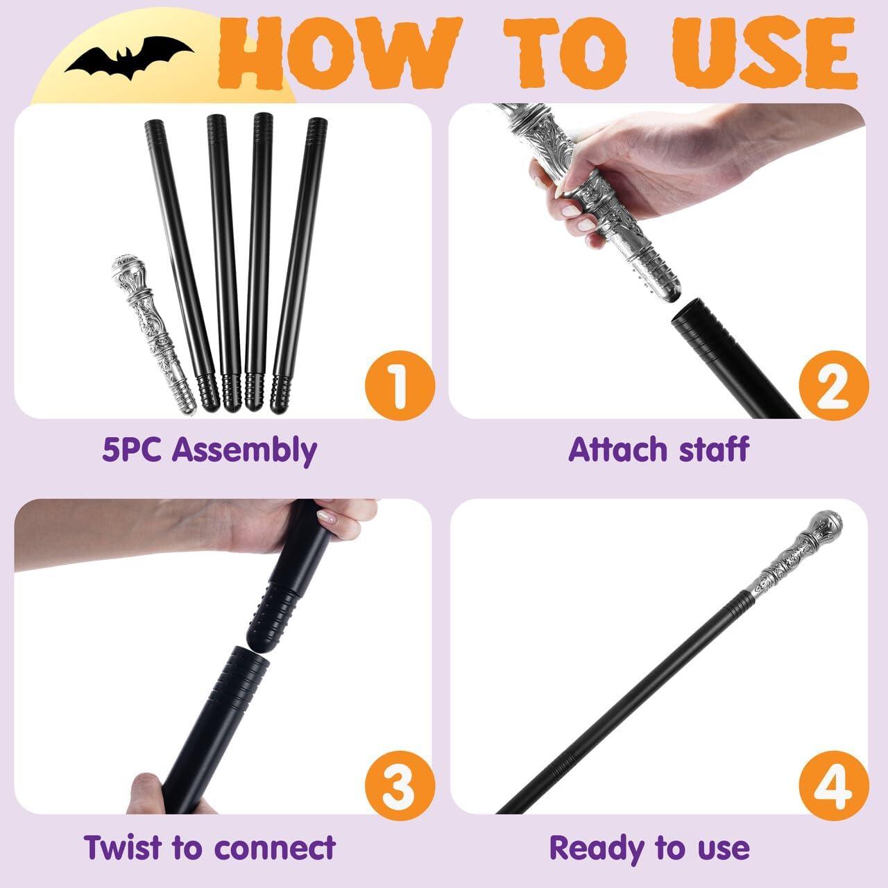 imageSpooktacular Creations Walking Cane Costume Vintage Staff Prop Stick Accessories for Dress Canes Party Pretend Play Costume for Adults and KidsSilver