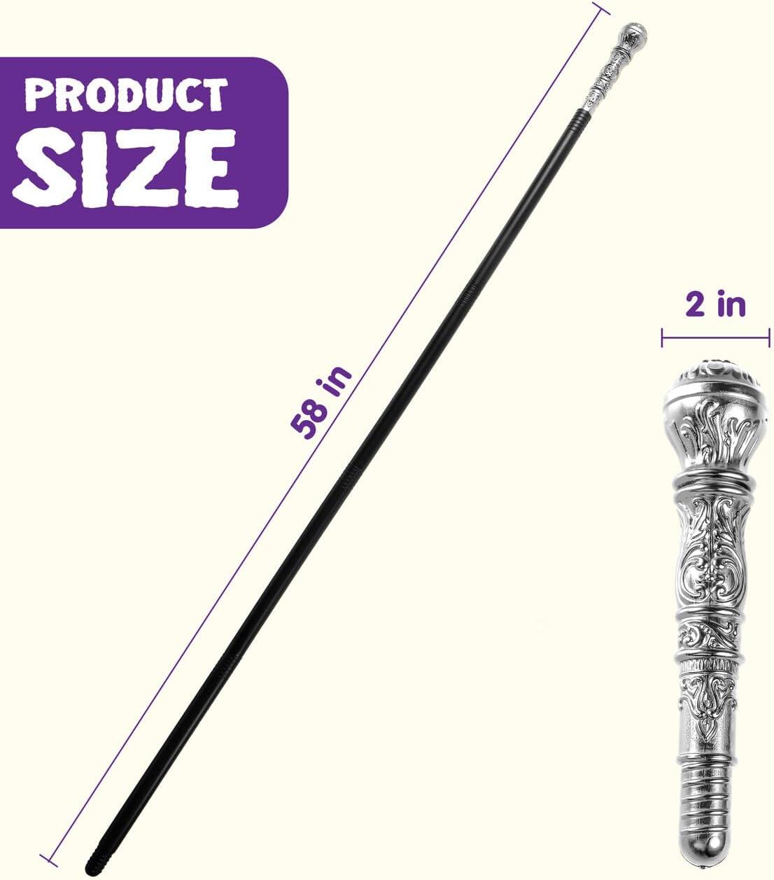 imageSpooktacular Creations Walking Cane Costume Vintage Staff Prop Stick Accessories for Dress Canes Party Pretend Play Costume for Adults and KidsSilver
