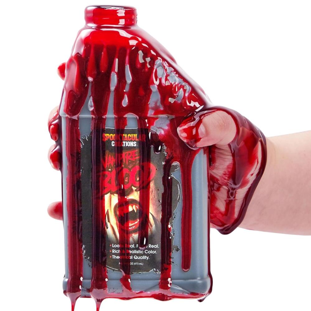 imageSpooktacular Creations 16oz Fake Blood Washable Fake Blood for Clothes Fake Blood Gallon Vampire Blood for Makeup Stage Blood for Zombie sfx Cosplay Costume Makeup