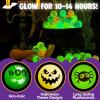 imageJOYIN 100 PCS Halloween Glow in The Dark Bouncing Balls 20 Designs Halloween Theme Glowing Bouncy Balls for Halloween Party Supplies Party Favors Trick or Treating Goodies