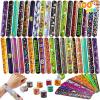 imageJOYIN 100 PCS Halloween Slap Bracelets for Kids Halloween Bracelets Bulk for Girls Boys Gifts Friendship Bracelets Snap Bracelets for Halloween Party Favors Goodie Bag Fillers