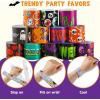 imageJOYIN 100 PCS Halloween Slap Bracelets for Kids Halloween Bracelets Bulk for Girls Boys Gifts Friendship Bracelets Snap Bracelets for Halloween Party Favors Goodie Bag Fillers