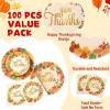 imageJOYIN 100Pcs Thanksgiving Paper Plates and Napkins Disposable Dinnerware Set for 25 Guests Give Thanks Theme Party Supplies Happy Thanksgiving Autumn Tableware SetGive Thanks