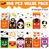 imageJOYIN 108 Pcs Halloween Cellophane Bags for Sweet Candy Treat Goodie Gift Bags Bulk with Twist Tie for Kids Trick or Treating Halloween Day Table Decor and Party Favor Supplies in 12 Designs