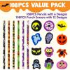 imageJOYIN 108PCS Halloween Pencils with Erasers Stationery Set 108 Colorful Pencils in 6 Design 108 Giant Erasers in 12 Style for Kid Trick or Treat Halloween Party Favor Supplies Classroom Prize Gift