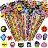 imageJOYIN 108PCS Halloween Pencils with Erasers Stationery Set 108 Colorful Pencils in 6 Design 108 Giant Erasers in 12 Style for Kid Trick or Treat Halloween Party Favor Supplies Classroom Prize Gift