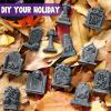 imageJOYIN 12 Pcs Halloween Miniature Tombstones Graveyard Decorations Outdoor RIP Headstone with Skull Cross Design for Halloween Cemetery Yard Lawn Outdoor Indoor Decorations Stone GrayGray