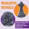 imageJOYIN 12 Pcs Halloween Miniature Tombstones Graveyard Decorations Outdoor RIP Headstone with Skull Cross Design for Halloween Cemetery Yard Lawn Outdoor Indoor Decorations Stone GrayGray