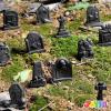 imageJOYIN 12 Pcs Halloween Miniature Tombstones Graveyard Decorations Outdoor RIP Headstone with Skull Cross Design for Halloween Cemetery Yard Lawn Outdoor Indoor Decorations Stone GrayGray