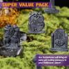 imageJOYIN 12 Pcs Halloween Miniature Tombstones Graveyard Decorations Outdoor RIP Headstone with Skull Cross Design for Halloween Cemetery Yard Lawn Outdoor Indoor Decorations Stone GrayGray