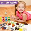 imageJOYIN 12 Pcs Halloween Wood Craft Kit Wooden Magnet Creativity Arts Painting Kit DIY Halloween Painting Craft for Kids Party Supplies Toddler Party Favors Family School Activities