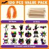 imageJOYIN 120 Pcs Halloween Rainbow Scratch Art Crafts for Kid Halloween Party Favors Scratch Off Paper with 18 Designs for Party Supplies Classroom Activities Game Goodies Gifts