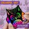 imageJOYIN 120 Pcs Halloween Rainbow Scratch Art Crafts for Kid Halloween Party Favors Scratch Off Paper with 18 Designs for Party Supplies Classroom Activities Game Goodies Gifts