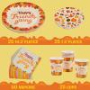 imageJOYIN 125 PCS Thanksgiving Disposable Dinnerware Dinner Plate Thanksgiving Paper Plates and Napkins Sets Party Favor Supplies Decorations Fall Harvest