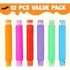 imageJOYIN 12PCS Halloween Glow Sticks Bulk Party Pack Halloween Light Up Pop Tube Toys 6 Colors Glowsticks for Kids Trick or Treat Holiday Glow in the Dark Party Supplies Favors Camp Games Activities