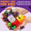 imageJOYIN 144 PCS Halloween Toy Gifts for Kid Trick or Treating 24 Pack Prefilled Mini Pumpkin Buckets with Spider Ring Popper Spring Vampire Teeth and Spinning Top Halloween Party Favors Supplies