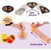 imageJOYIN 144 PCS Halloween Toy Gifts for Kid Trick or Treating 24 Pack Prefilled Mini Pumpkin Buckets with Spider Ring Popper Spring Vampire Teeth and Spinning Top Halloween Party Favors Supplies