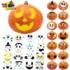 imageJOYIN 15 Packs Halloween Pumpkin Decorating Stickers Foam Craft Kit Party Supplies Party Favors for Kids Cute Jack O Lantern Face Stickers School Arts Activities Games Gifts