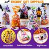 imageJOYIN 150 PCS Halloween Cellophane Candy Bags Clear Treat Bags with Twist Ties Halloween Trick or Treating Goodie Bag Non Candy Cookie Bag Bulk for Kids Classroom Party Favors Supplies in 6 Design