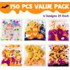 imageJOYIN 150PCS Halloween Cellophane Treat Bags Halloween Goodie Candy Bags Clear Selfadhesive Bag Plastic Cookie Bag Bulk for Kids Trick or Treating Classroom Party Favor Supplies in 6 DesignsMulticolor