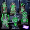 imageJOYIN 157 Halloween Decorations Outdoor Graveyard Tombstones 6 Pcs Skeleton RIP Plastic Gravestones Halloween Decor with 12 Metal Stakes for Yard Lawn Garden Prop Party Decor SuppliesFluorescence
