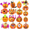 imageJOYIN 16 Packs Halloween Pumpkin Decorating Stickers Foam Craft Kit Halloween Party Favors for Kids Party Supplies Arts Activities Jack O Lantern Face Sticker School Games GiftsFunny