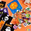 imageJOYIN 168 Pcs 24 Pack Assorted Halloween Art and Craft Stationery Kids Gift Set Trick or Treat Party Favor Toy Including Halloween Bag Notepads Stamps Pencils Stickers and Temporary Tattoos