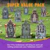 imageJOYIN 16quot 9 Pcs Halloween Tombstones Decorations Outdoor Graveyard Decor Yard Lawn Cemetery Plastic Headstones with 18 Metal Stakes for Halloween Indoor Prop Decorations Party Decor SuppliesClassic
