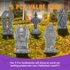 imageJOYIN 17 Halloween Decorations Outdoor Tombstones 5 Pack Halloween Foam Graveyard Headstone Decorations with 12 Bonus Metal Stakes for Yard Lawn Outside DecorGray